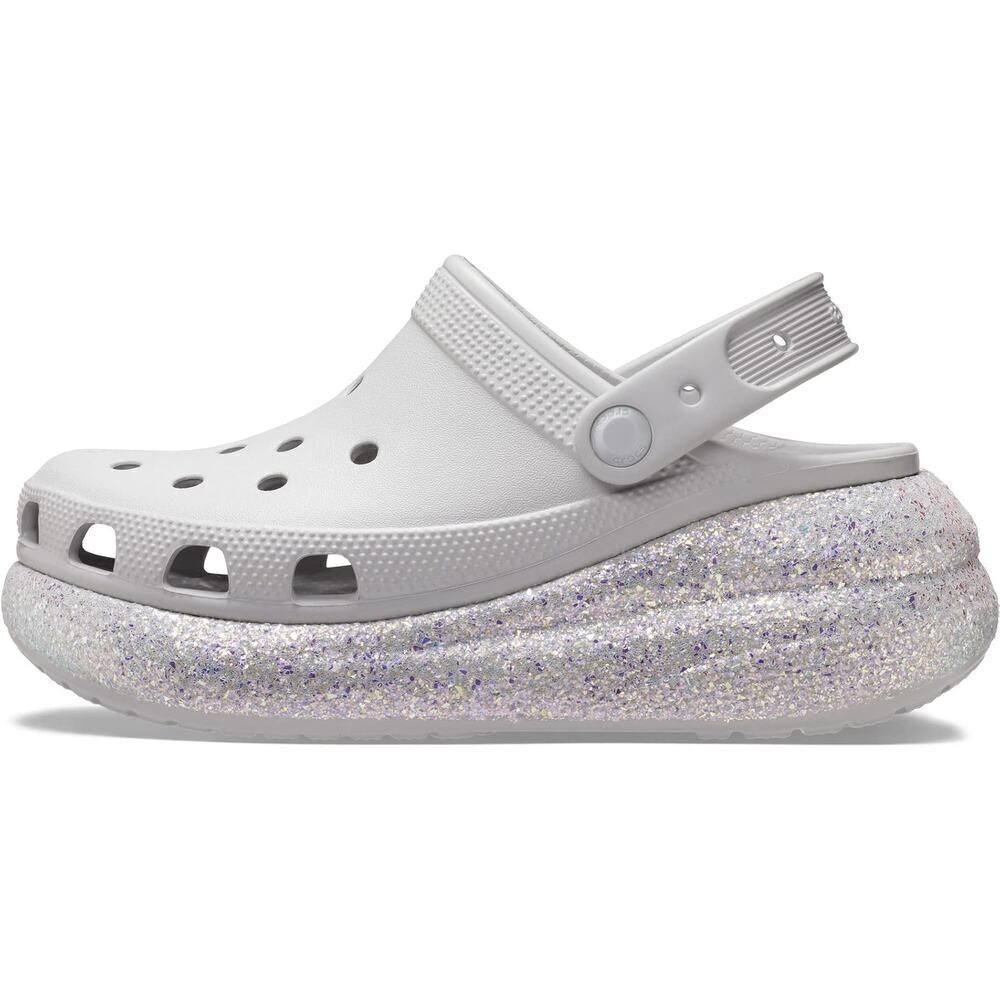 UNISEX CROCS PLATFORM CLOGS SILVER GLITTER WOMENS SIZE 12, MEN SIZE 10